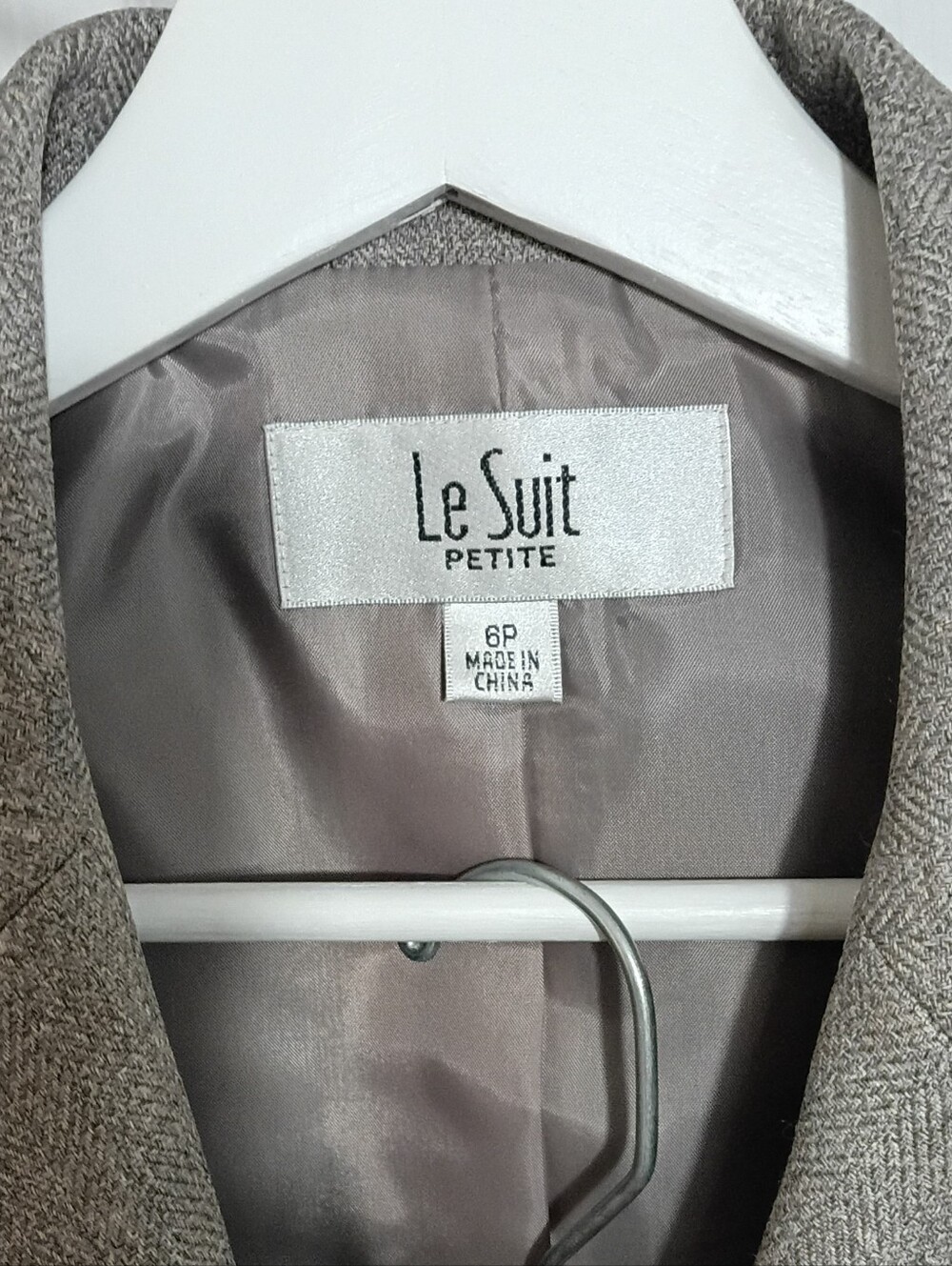 Le Suit Petite 6 Skirt Suit Set - 3 Button Accent Blazer & Skirt - Picture 3 of 15